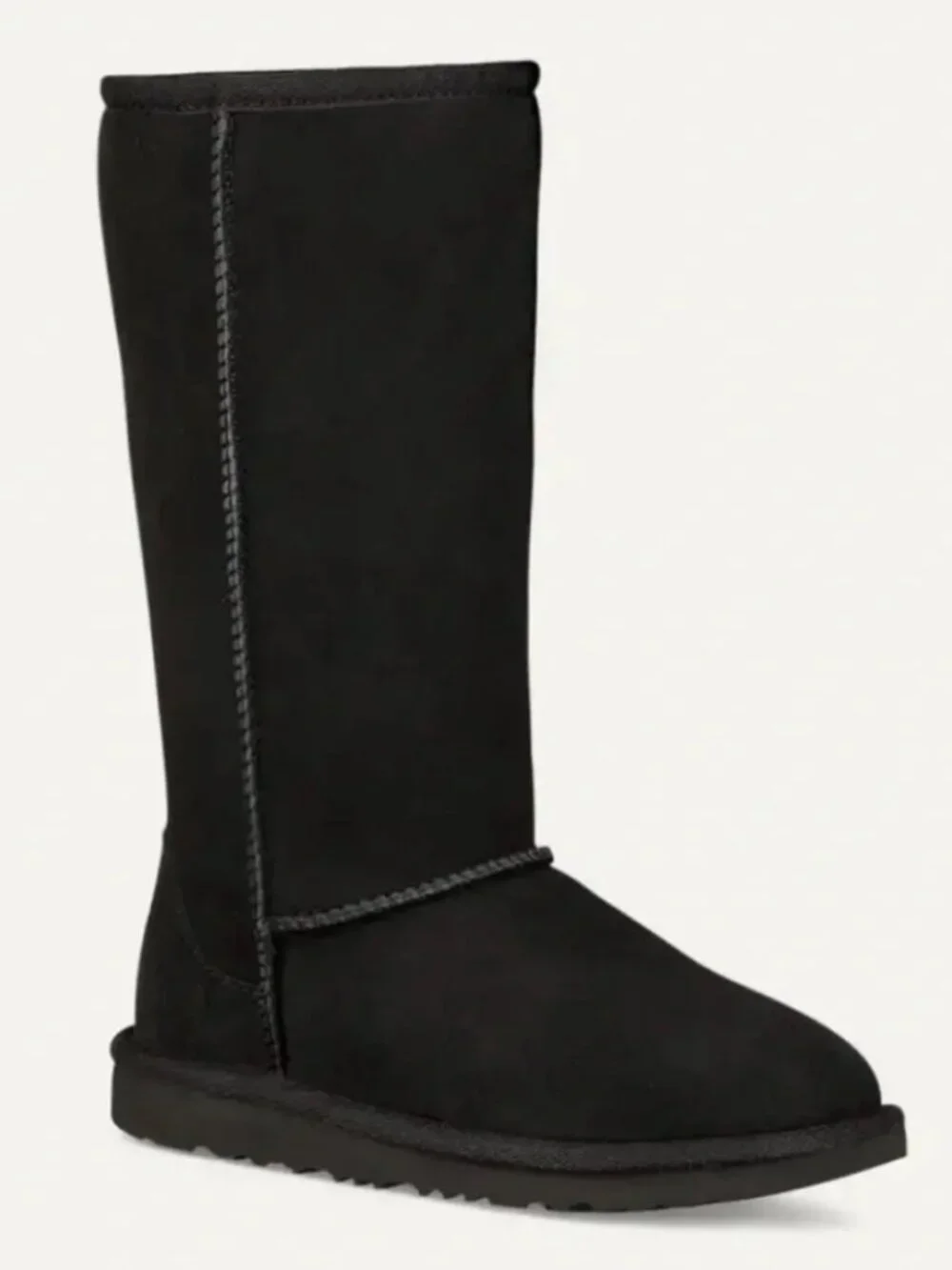 UGG Classic Tall II Shearling Boots Black Suede Pull-on Cozy Winter Aprés Ski 8